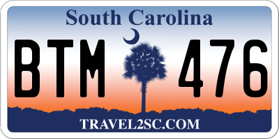 SC license plate BTM476