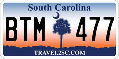 SC license plate BTM477