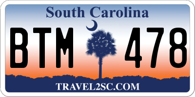 SC license plate BTM478