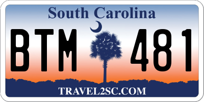 SC license plate BTM481