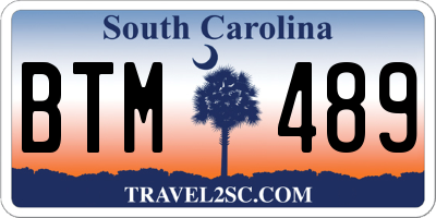 SC license plate BTM489