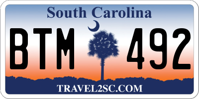 SC license plate BTM492
