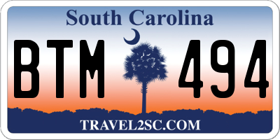 SC license plate BTM494