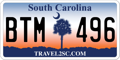 SC license plate BTM496