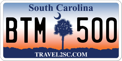 SC license plate BTM500