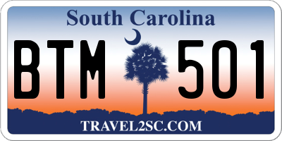 SC license plate BTM501
