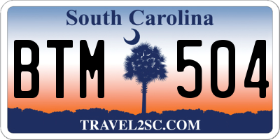 SC license plate BTM504