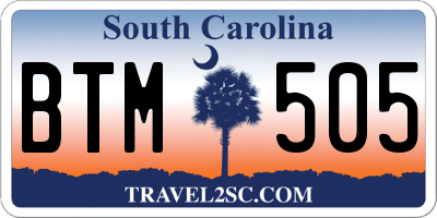 SC license plate BTM505