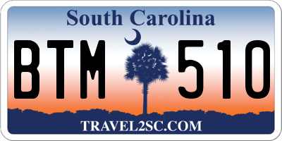 SC license plate BTM510