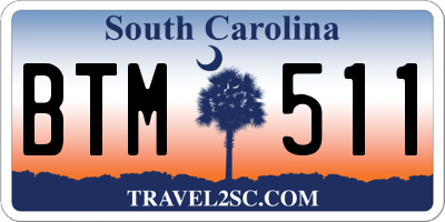 SC license plate BTM511