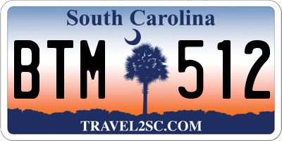 SC license plate BTM512