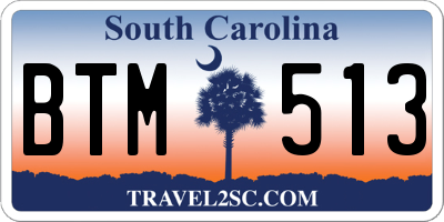 SC license plate BTM513