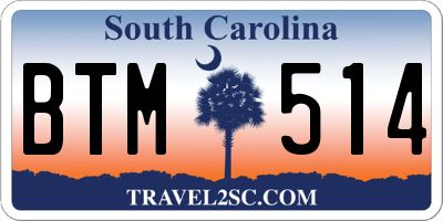 SC license plate BTM514
