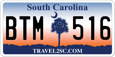 SC license plate BTM516