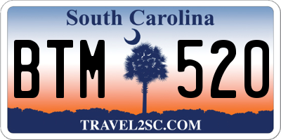 SC license plate BTM520