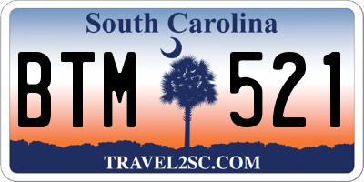 SC license plate BTM521