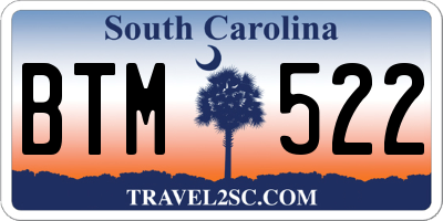SC license plate BTM522
