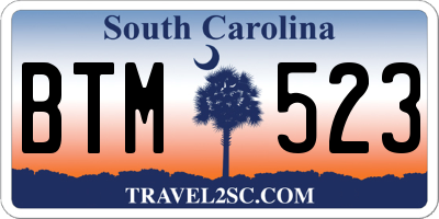 SC license plate BTM523