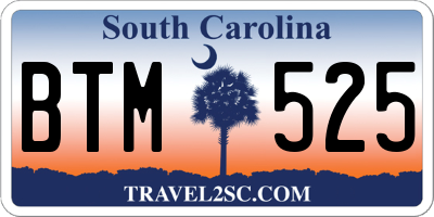 SC license plate BTM525