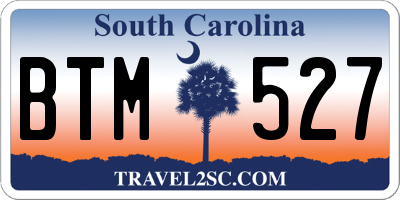SC license plate BTM527