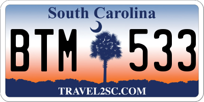 SC license plate BTM533
