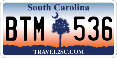 SC license plate BTM536