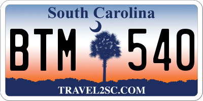 SC license plate BTM540