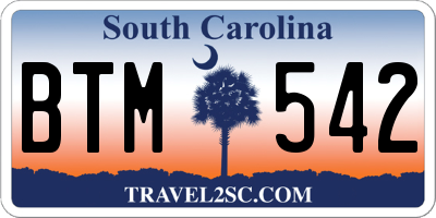 SC license plate BTM542