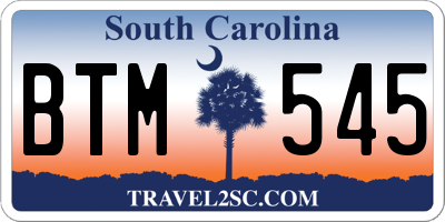 SC license plate BTM545