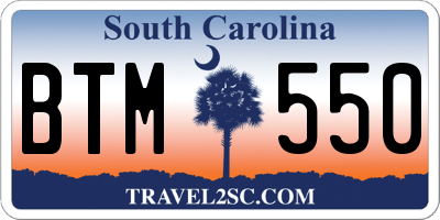 SC license plate BTM550