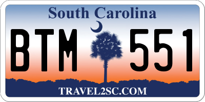 SC license plate BTM551