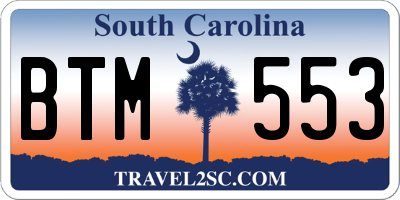 SC license plate BTM553
