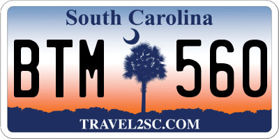 SC license plate BTM560