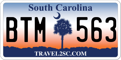 SC license plate BTM563