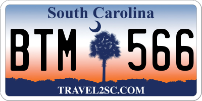 SC license plate BTM566