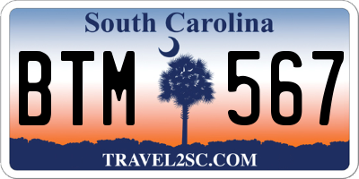 SC license plate BTM567