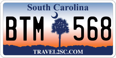 SC license plate BTM568