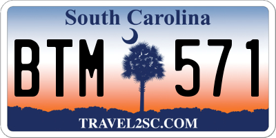 SC license plate BTM571