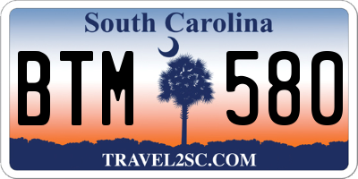 SC license plate BTM580