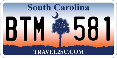 SC license plate BTM581