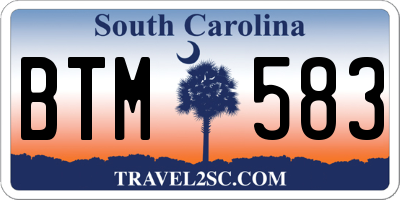 SC license plate BTM583