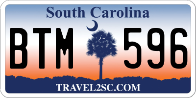 SC license plate BTM596