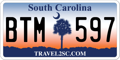 SC license plate BTM597