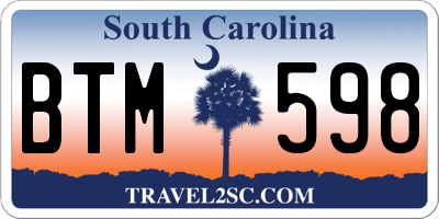 SC license plate BTM598