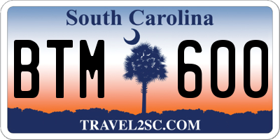 SC license plate BTM600