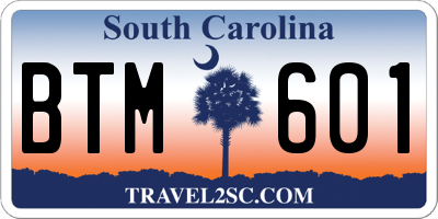 SC license plate BTM601