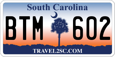 SC license plate BTM602