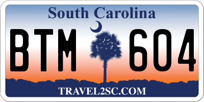 SC license plate BTM604