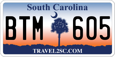 SC license plate BTM605