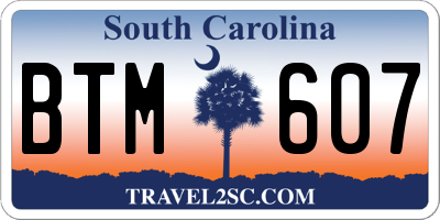 SC license plate BTM607